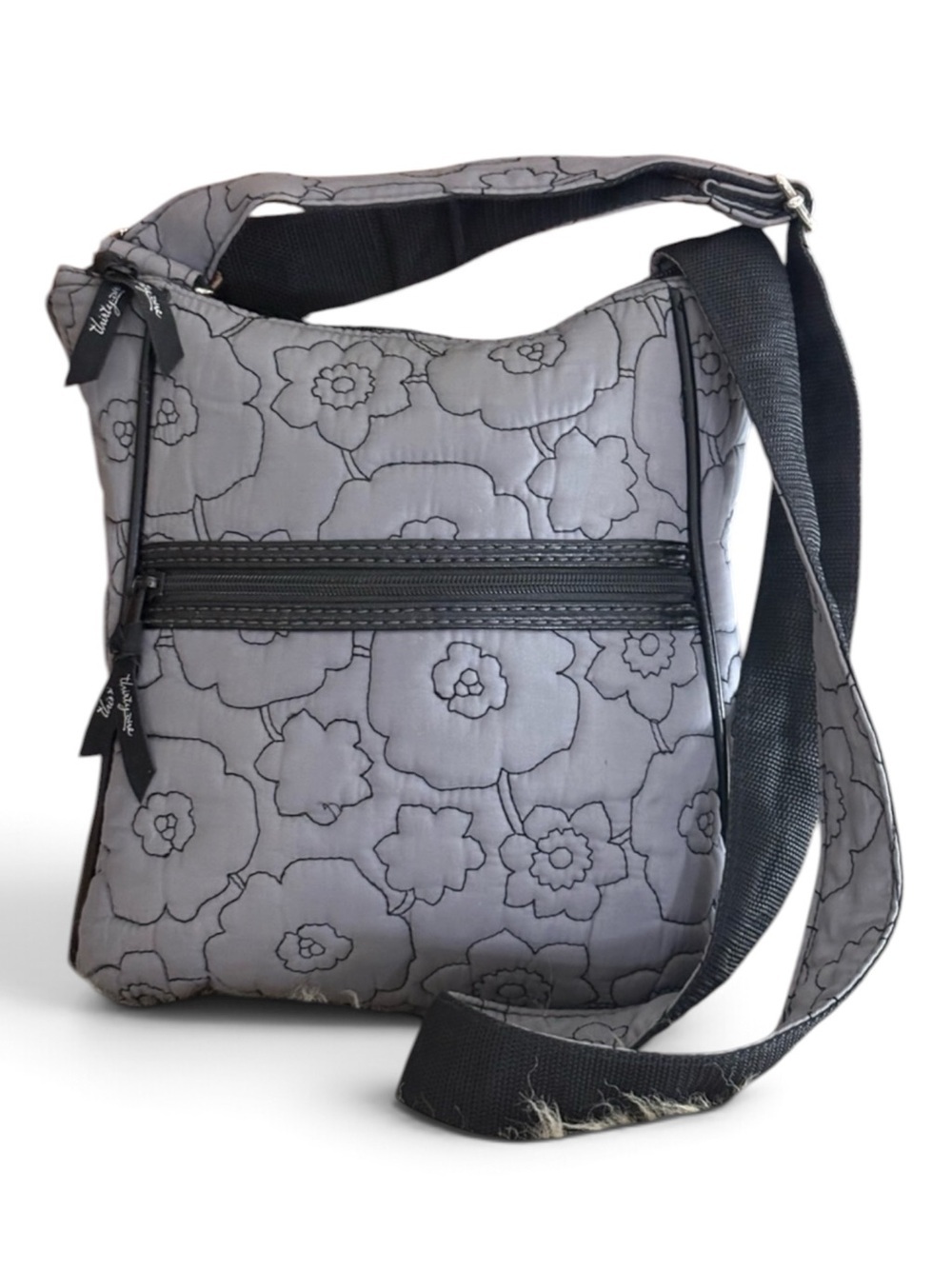 thirty-one Gray Quilted Floral Crossbody Bag